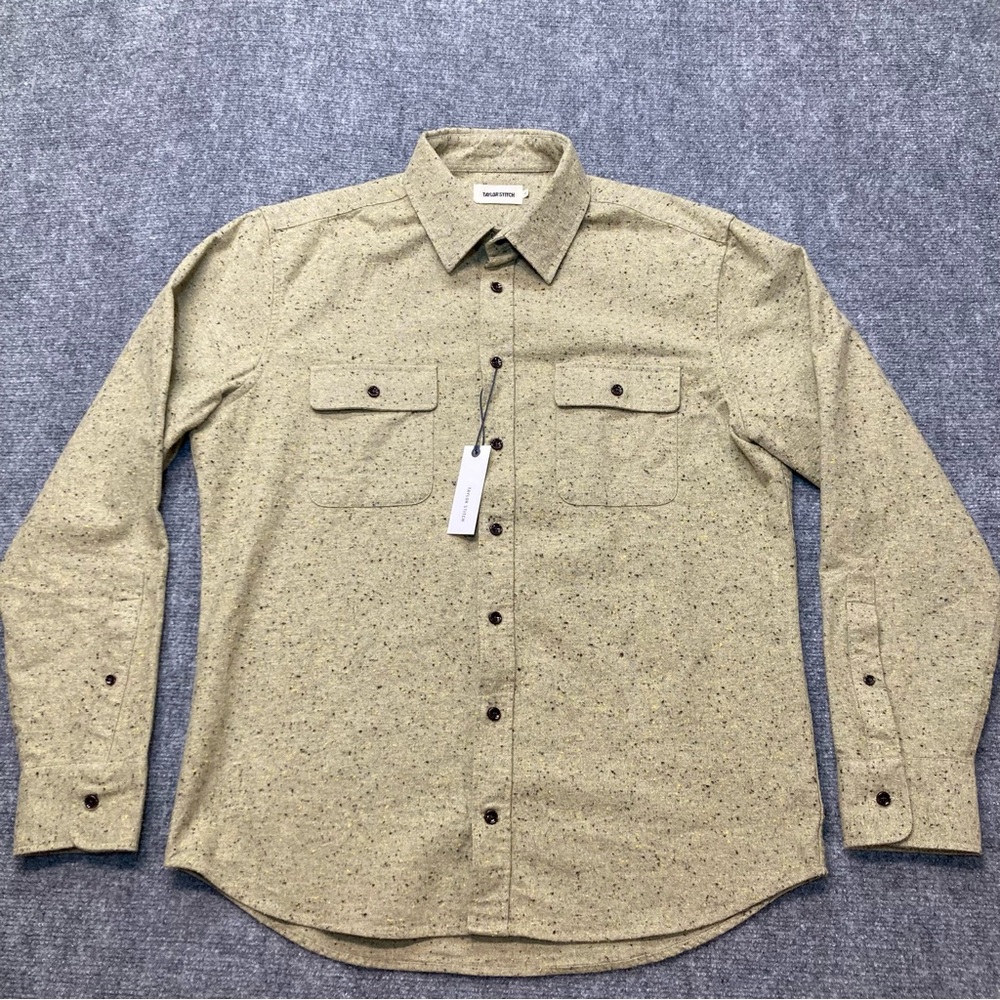 Taylor Stitch Huckberry Yosemite Shirt in Khaki Donegal Mens Size 42 Large